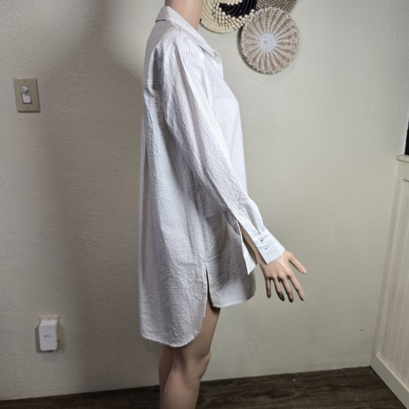 Anthropologie Striped Button Down Shirt Tunic Top Size Xs White/ Black - Picture 11 of 11